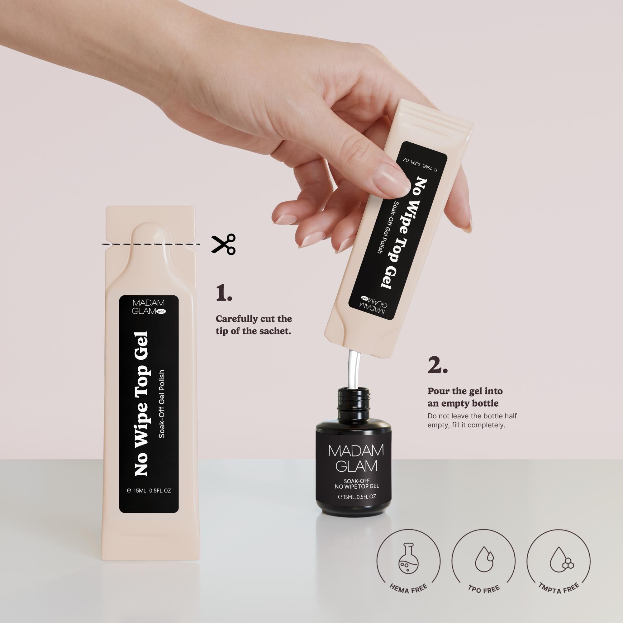 No Wipe Top Gel - Refill sachet